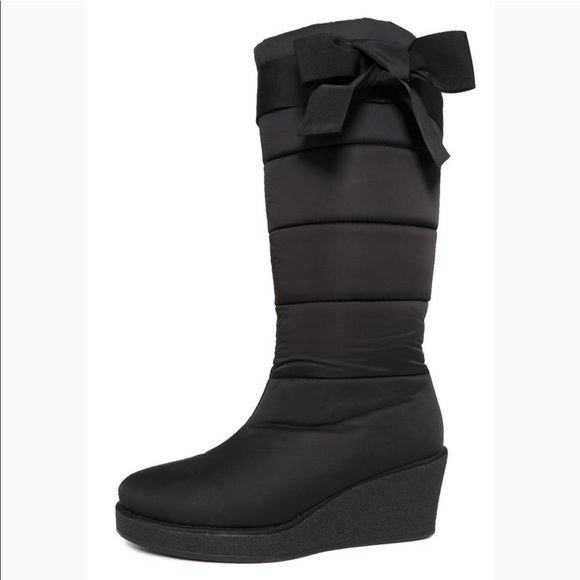 kate spade Shoes - Kate Spade Cagney Satin Black Wedge Bow Boots